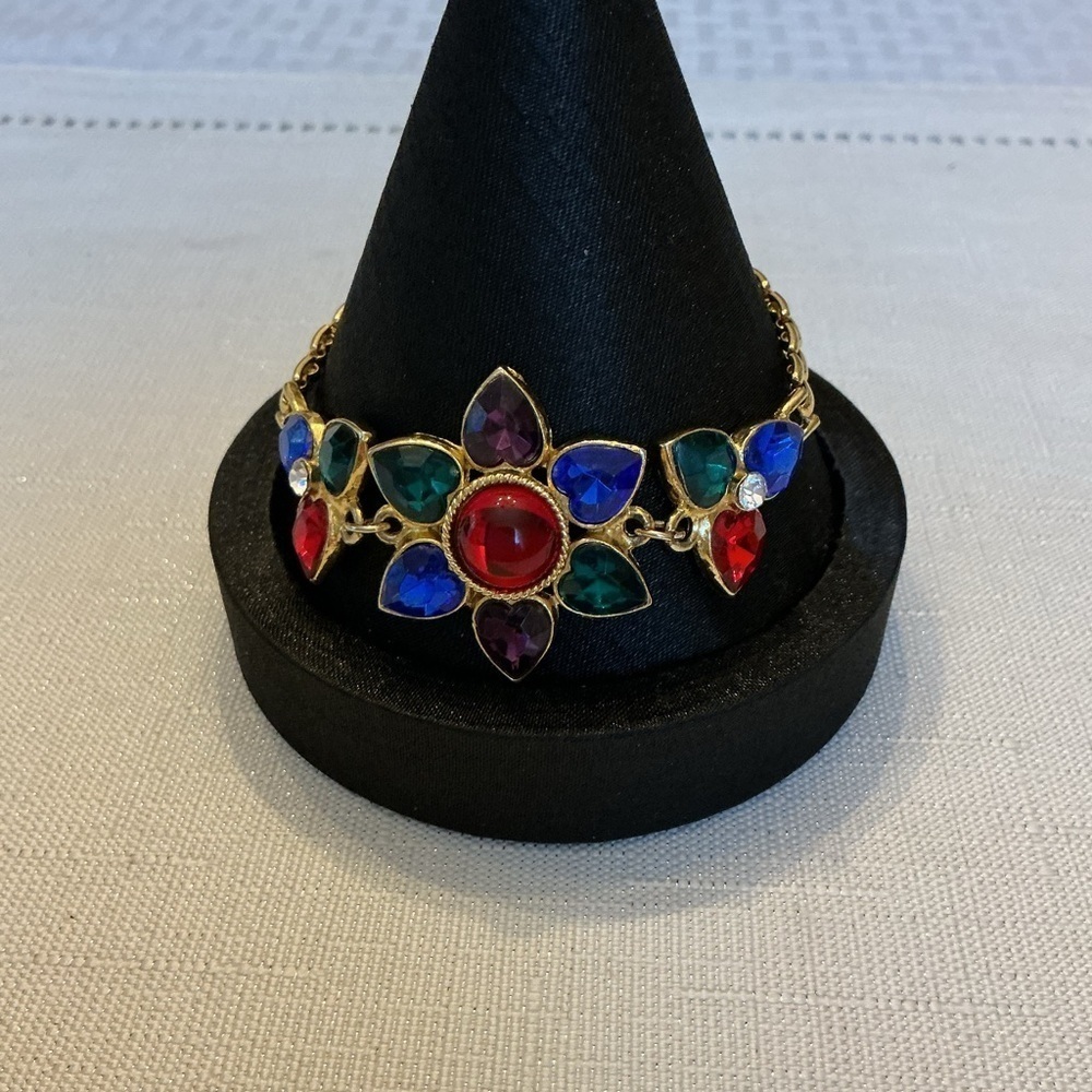 Red Multi Colored Gold Tone Bracelet